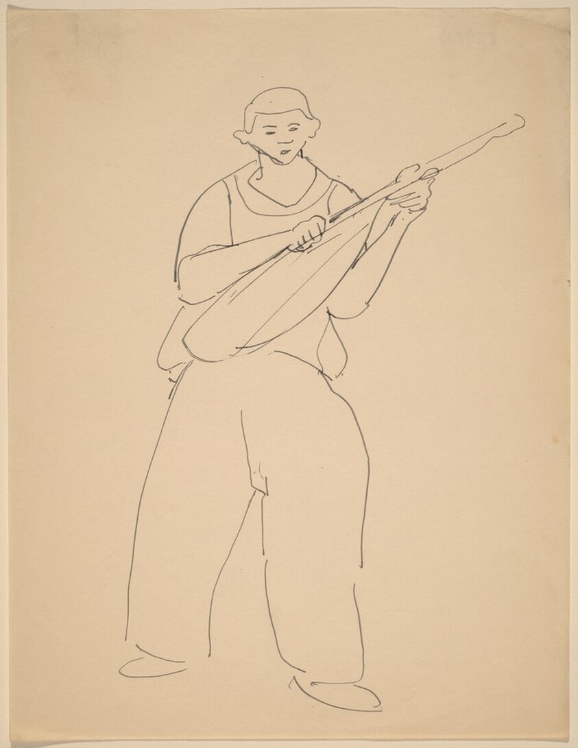 Boy Standing with Lute