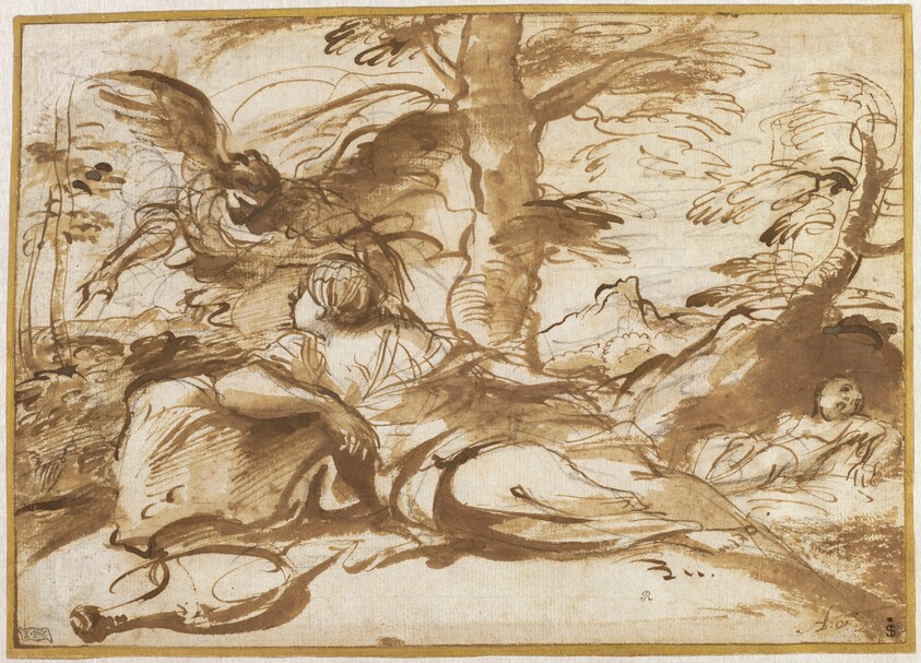 The Angel Appearing to Hagar in the Desert (recto)