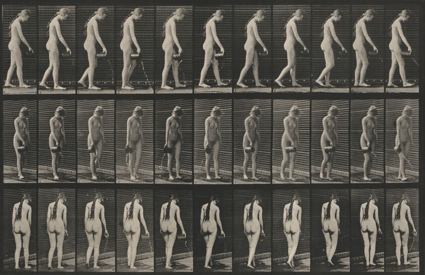 Plate Number 42. Walking and pouring water from a pitcher