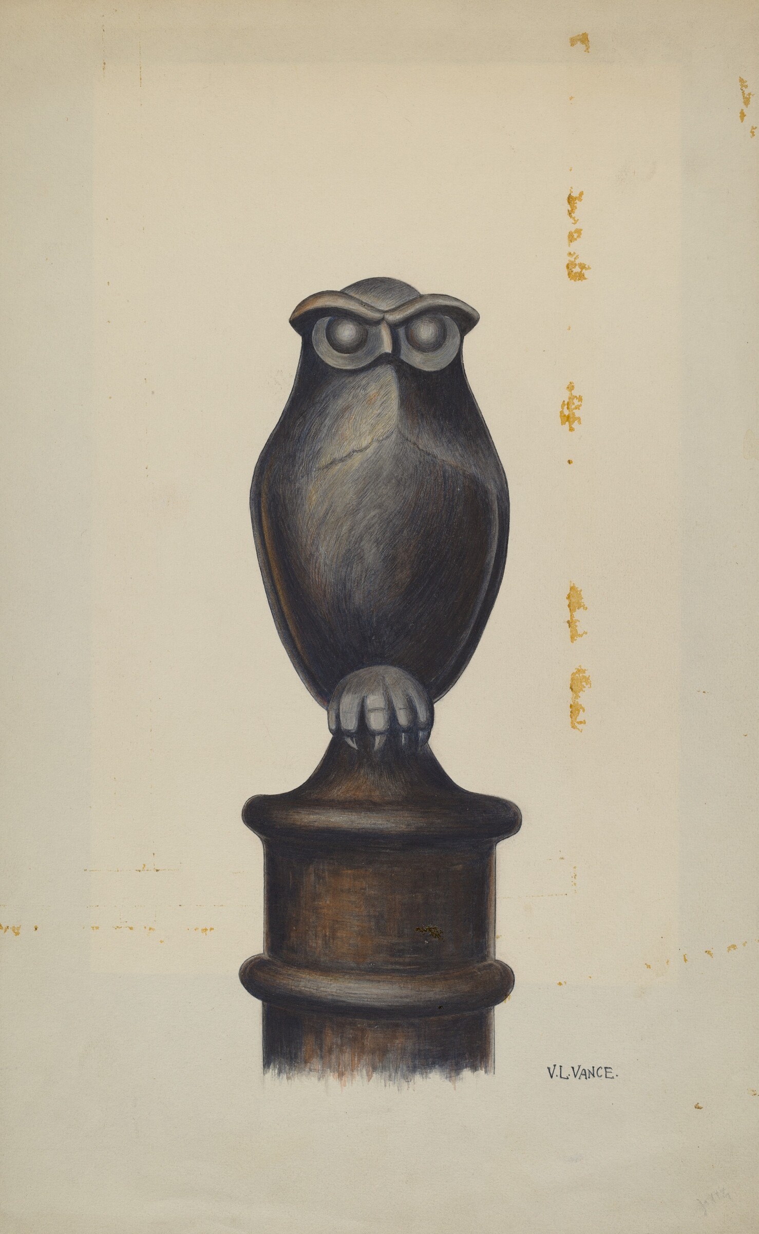 Cast Iron Owl Hitching Post, V.L. Vance, c. 1937