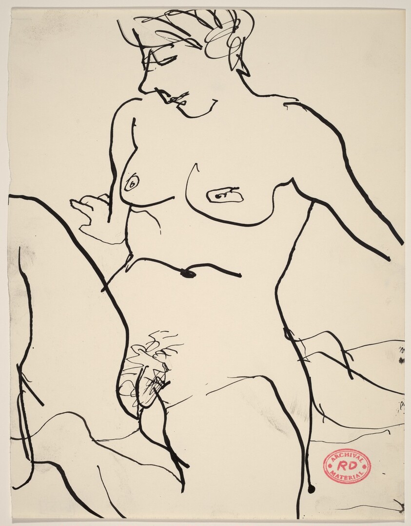 Untitled [nude seated on floor with hands behind her]