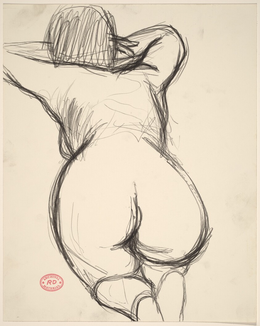 Untitled [view of back and buttocks of a kneeling female nude]
