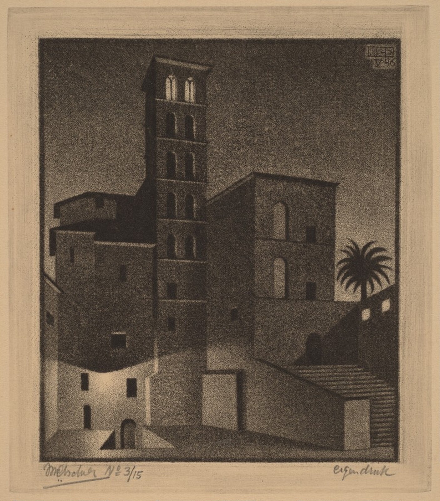 Dusk, M.C. Escher, 1946