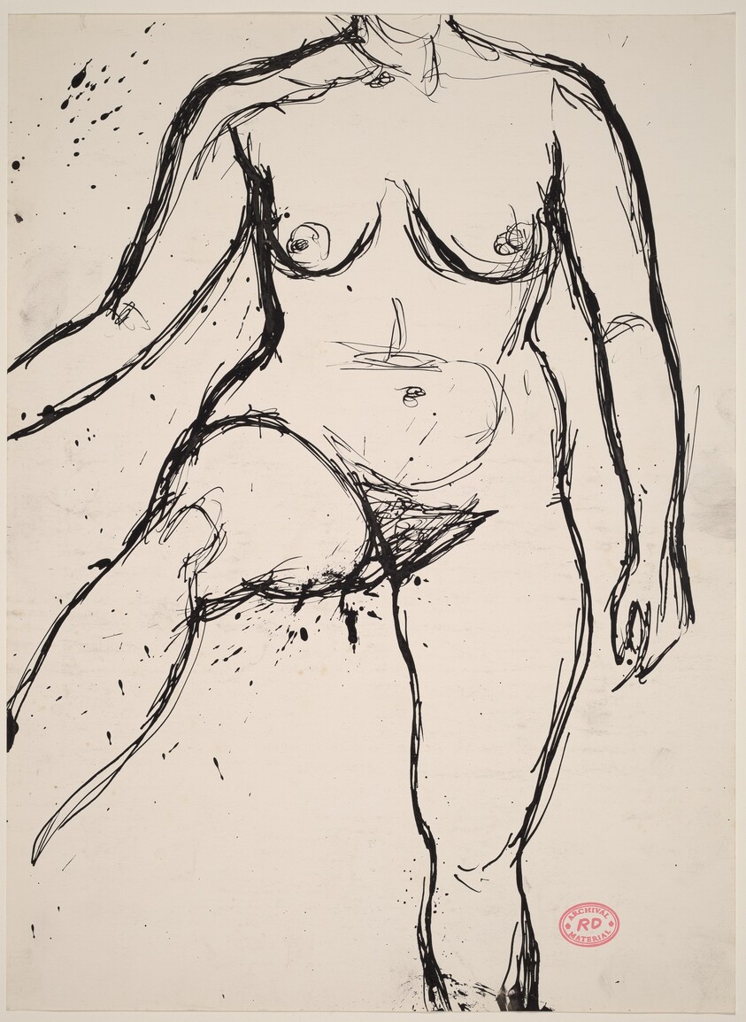 Untitled [neck-to-shin view of nude with her right leg lifted]