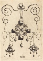 Pendant with Double Cross at Centre, Surrounded by Four Large Table-Stones, Daniel Mignot