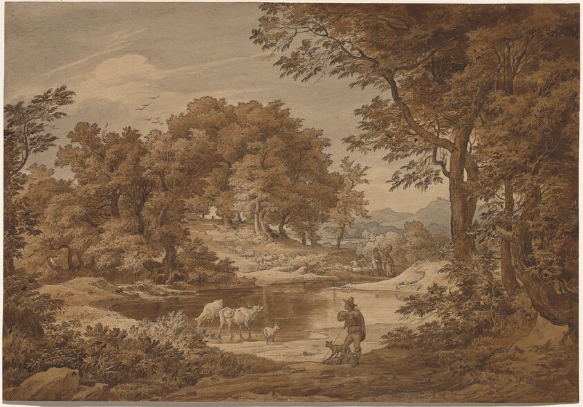An Italianate Landscape with Shepherds