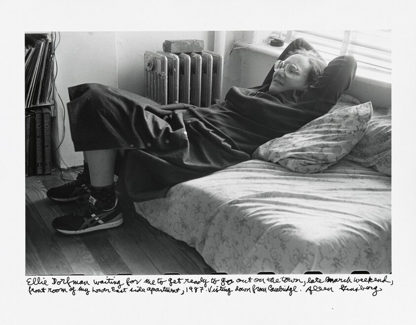 Ellie Dorfman waiting for me to get ready to go out on the town, late March weekend, front room of my Lower East side apartment, 1987. Visiting down from Cambridge.