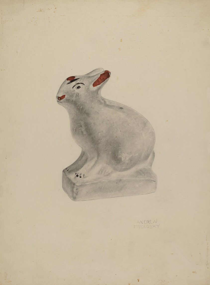 Pa. German Seated Chalkware Rabbit