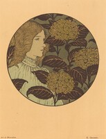 Roundel Portrait of a Girl, Eugène Grasset