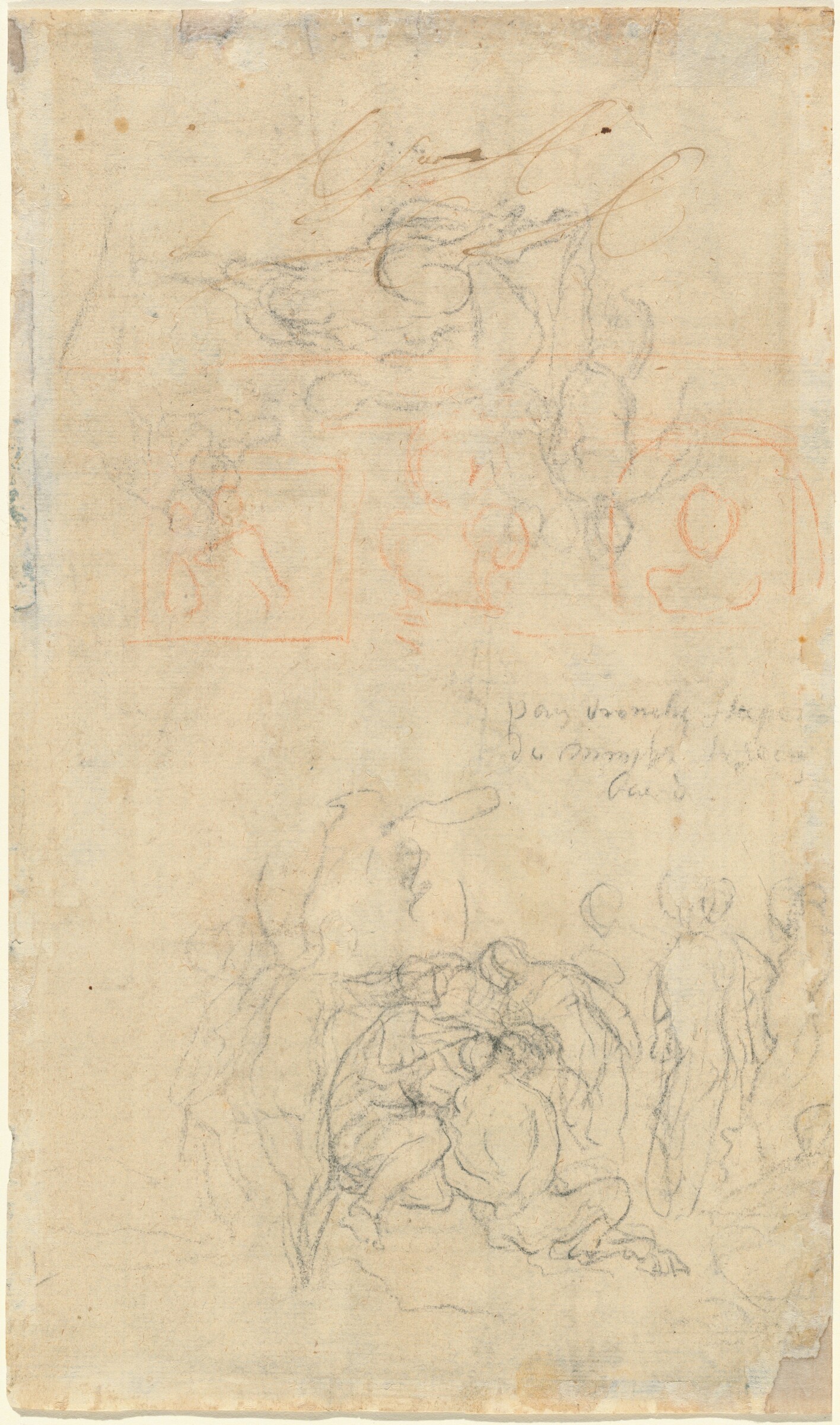 Sheet of Studies with the Drunken Pan and Nymphs [verso], Jacob Jordaens
