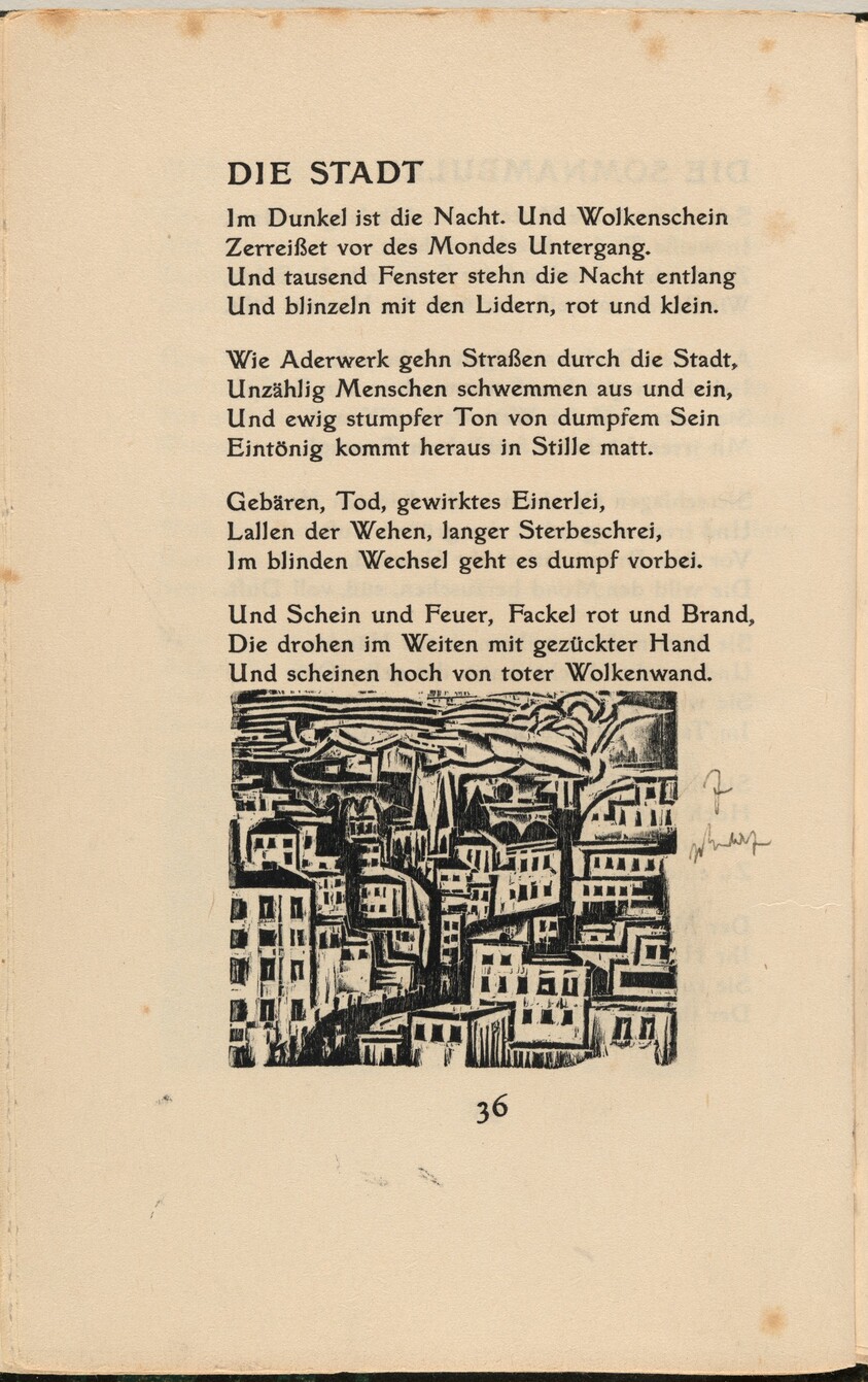 Die Stadt (The City) (in-text plate) from mock-up of Georg Heym: Umbra Vitae (Georg Heym: Shadow of Life)