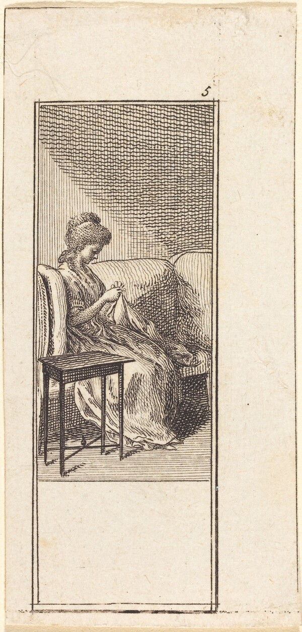 Girl Seated, Sewing
