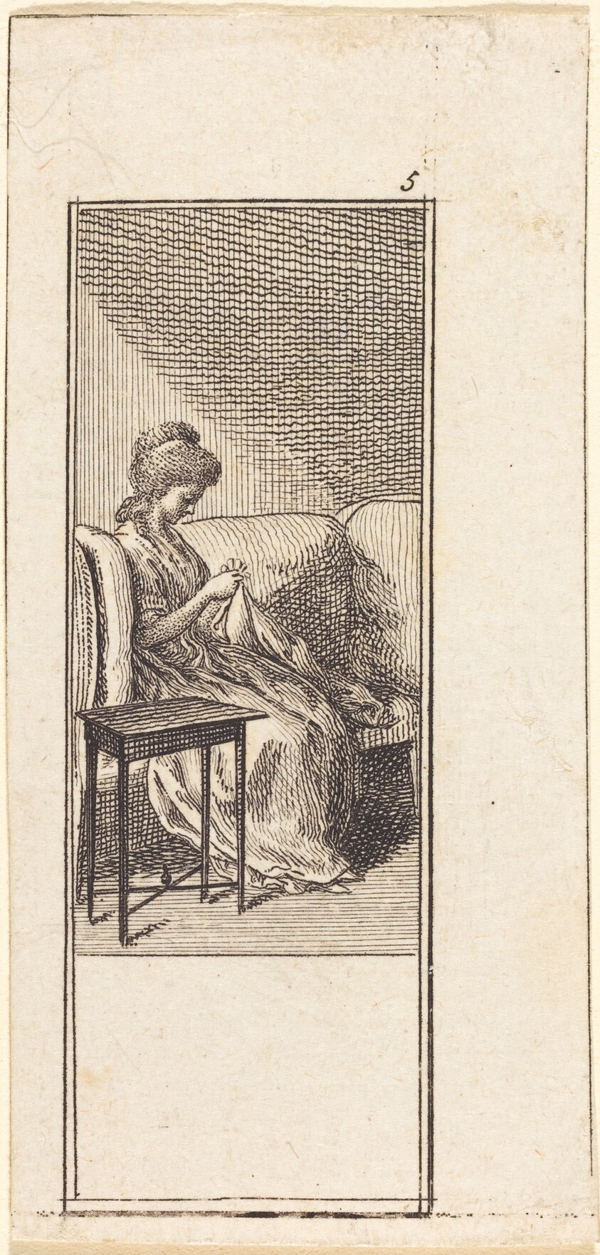 Girl Seated, Sewing