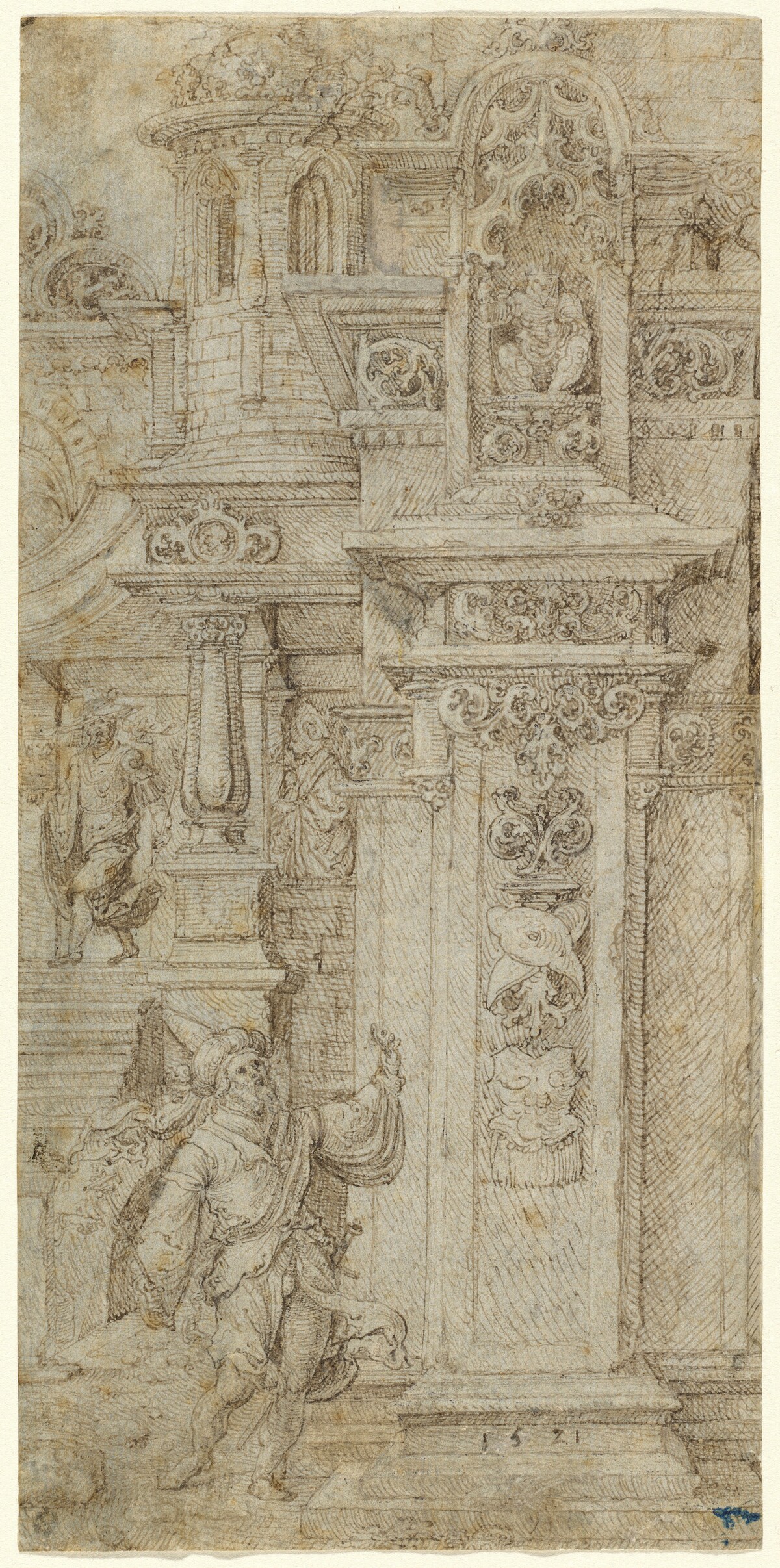 Two Kings and a Woman Leaving an Elaborate Palace