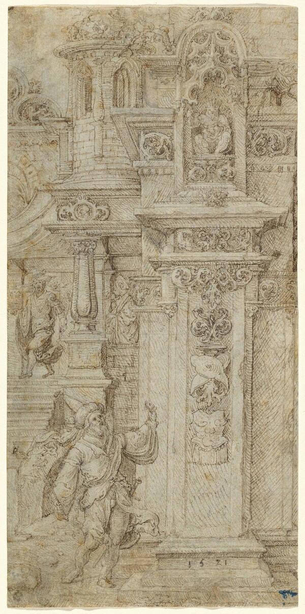 Two Kings and a Woman Leaving an Elaborate Palace