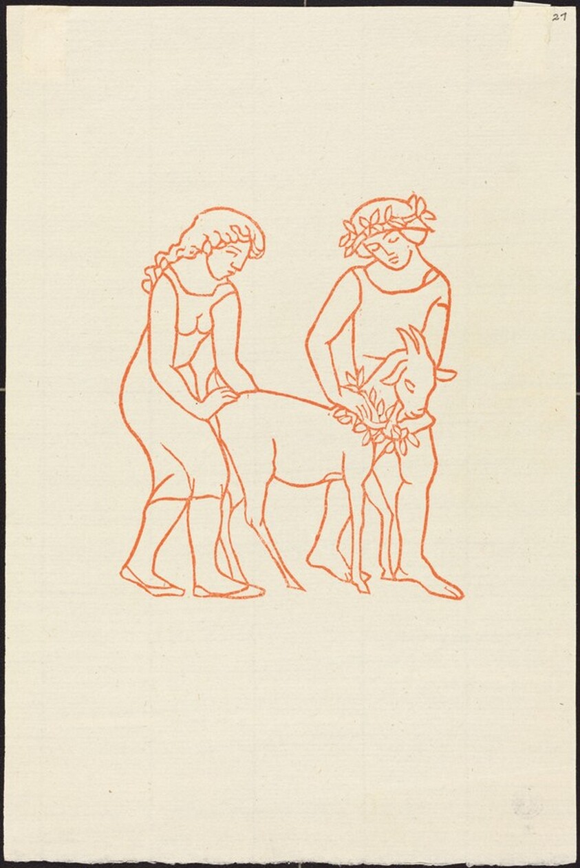Second Book: Daphnis and Chloe Sacrificing a Crowned Goat (Daphnis et Chloe emmenant le bouc, chef du troupeau, pour le sacrifier a Pan)