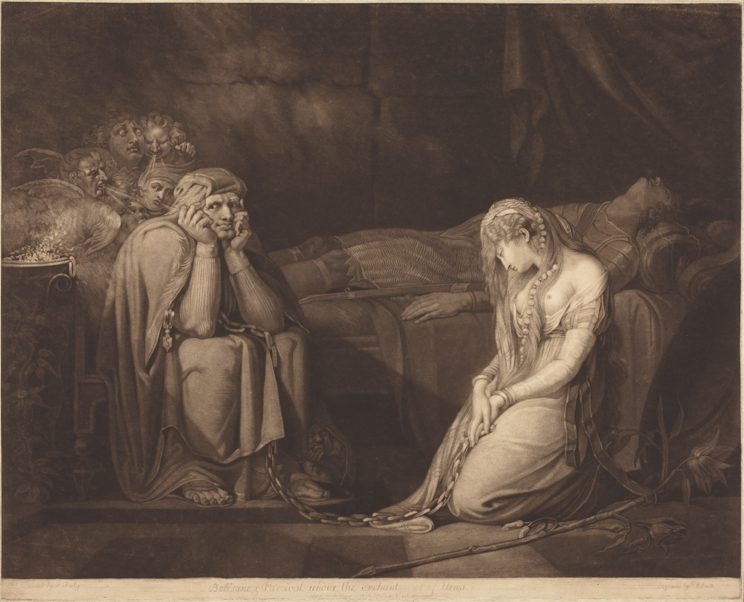 Belisane and Parcival under the Enchantment of Urma, John Raphael Smith after Henry Fuseli, 1782