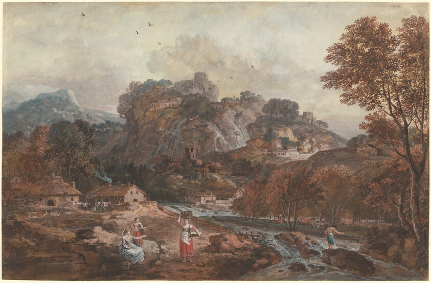 Mountain Landscape with Washerwomen and a Fisherman