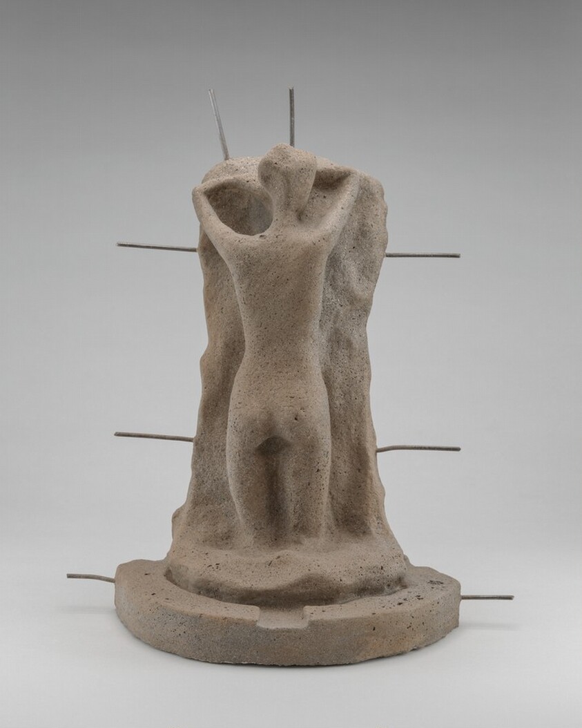 Lost-Wax Casting Display: clay model reduced by thickness of final bronze [fourth of ten steps]