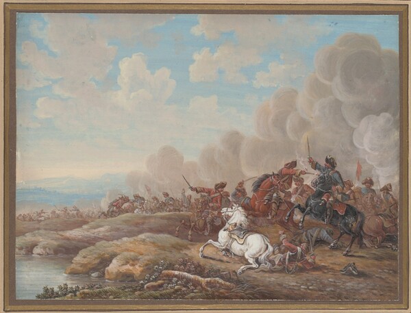 Cavalry Battle by a River