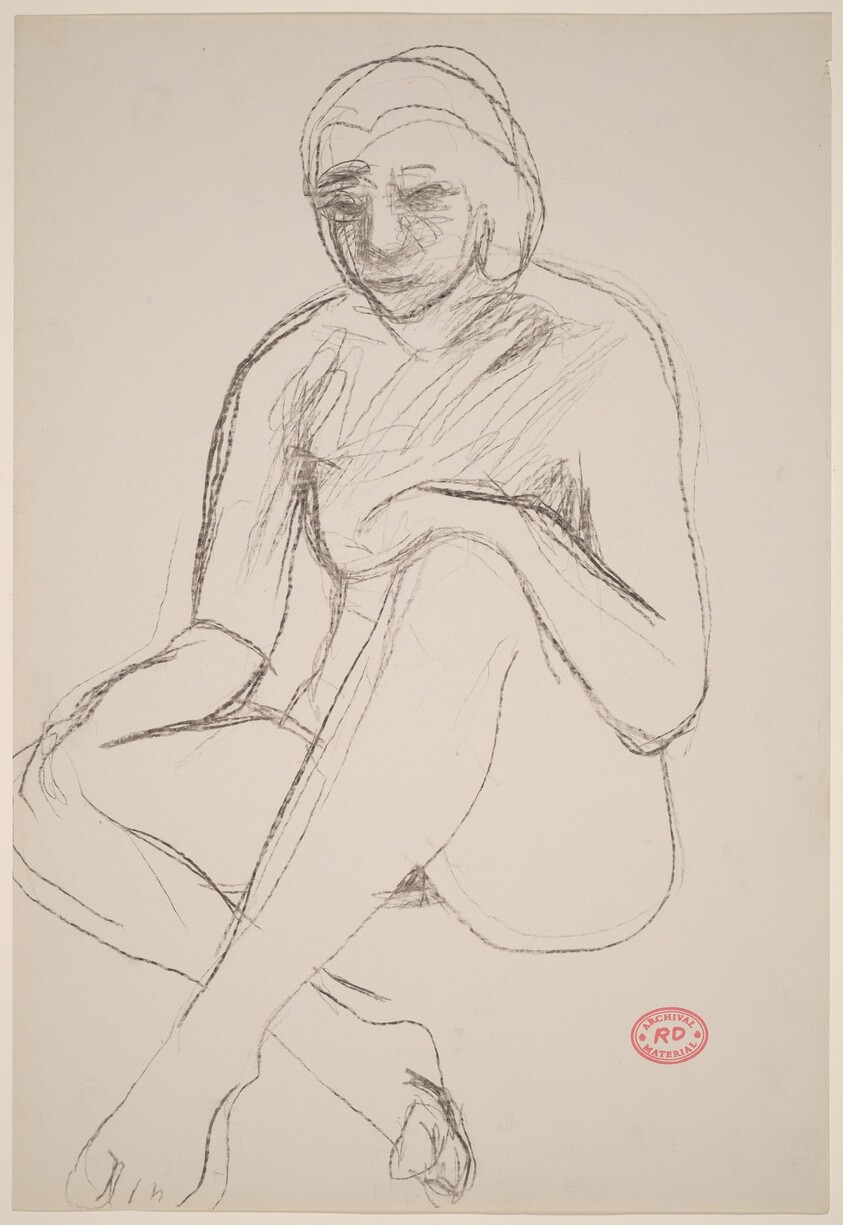Untitled [seated nude resting her hands on her knees]