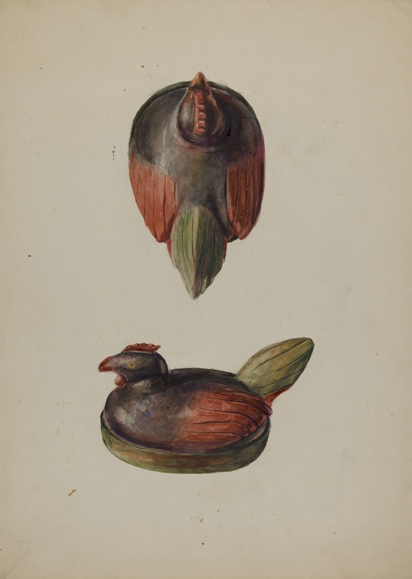 Pa. German Carved Wooden Chicken