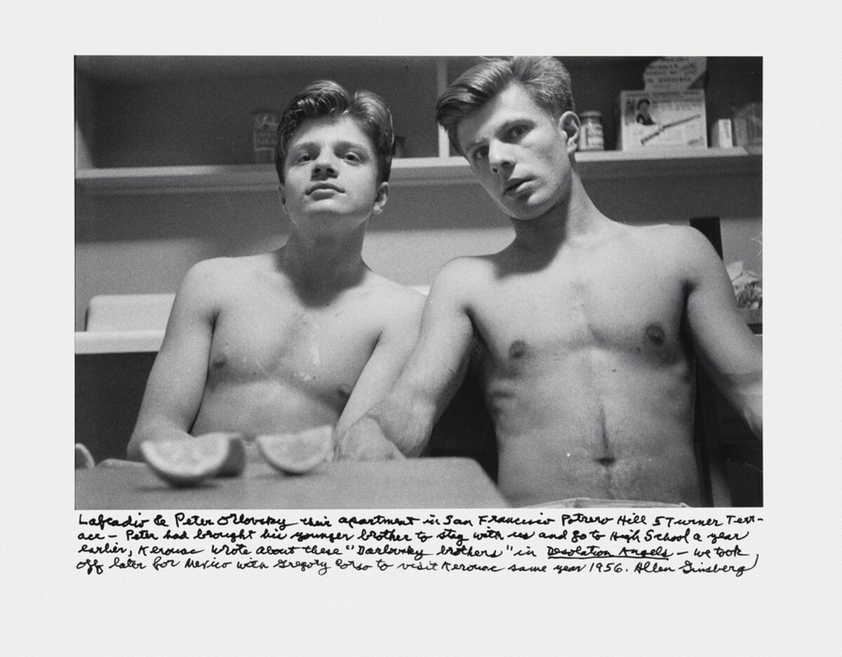Lafcadio & Peter Orlovsky their apartment in San Francisco Potrero Hill 5 Turner Terrace — Peter had brought his younger brother to stay with us and go to High School a year earlier, Kerouac wrote about these “Darlovsky Brothers” in _Desolation Angels_ —we took off later for Mexico with Gregory Corso to visit Kerouac same year 1956.