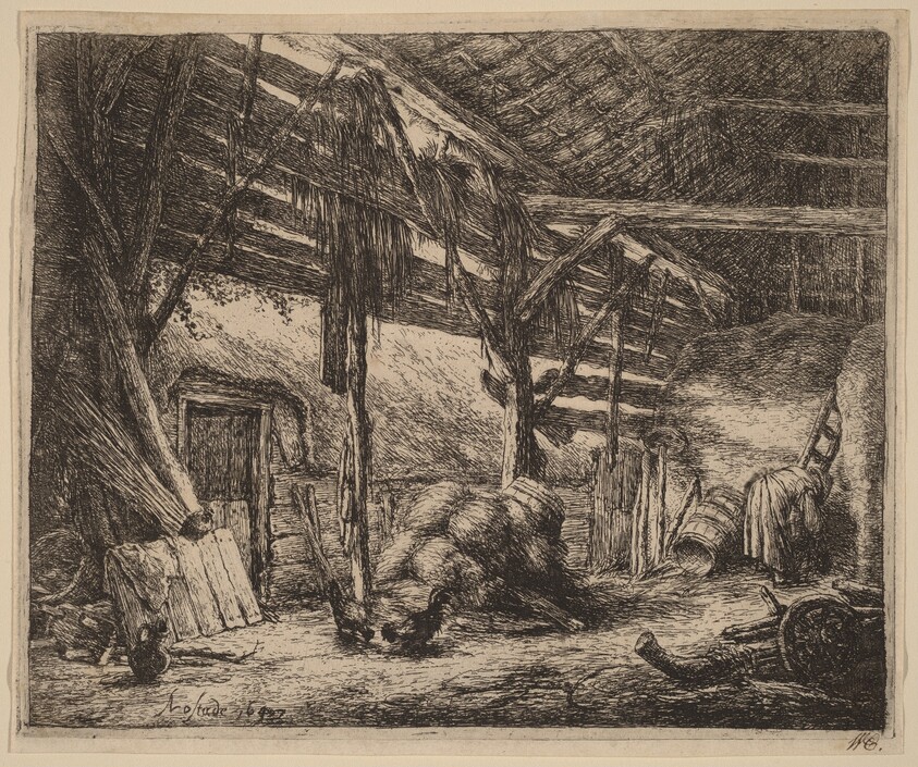 Interior of a Barn with a Peasant Woman at Work