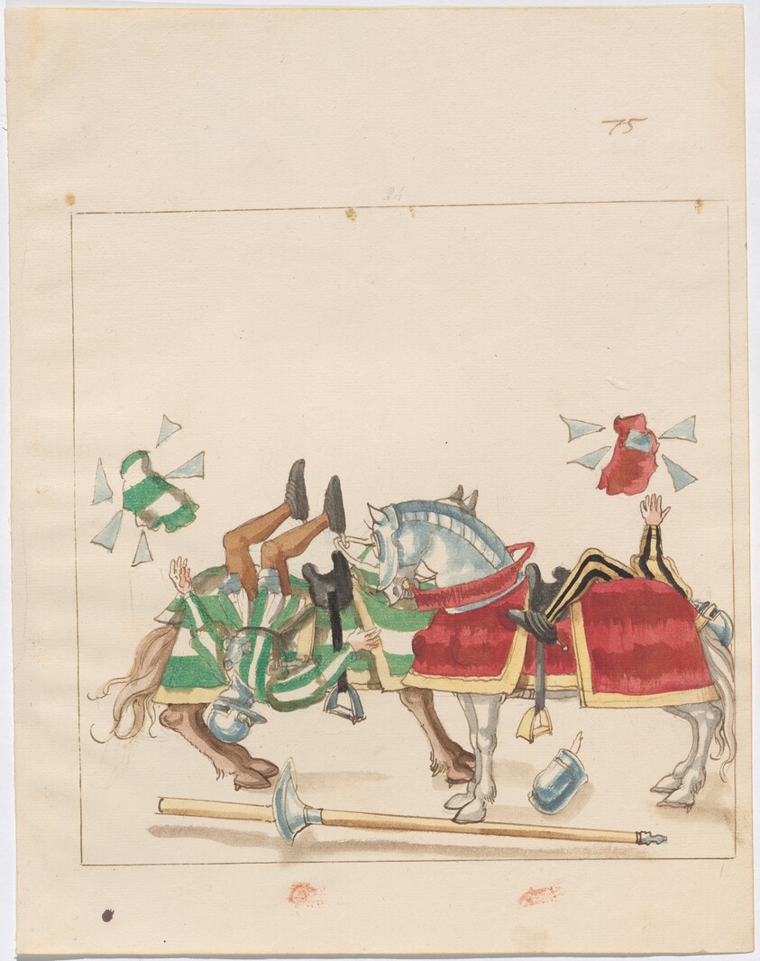 Mock Joust of War with Flying and Exploding Shields