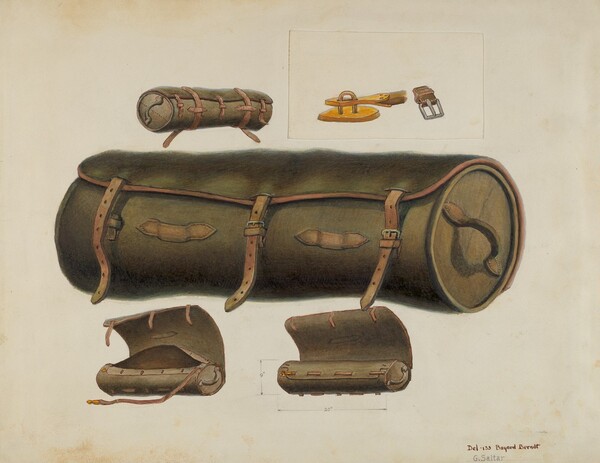 Rolled Leather Knapsack