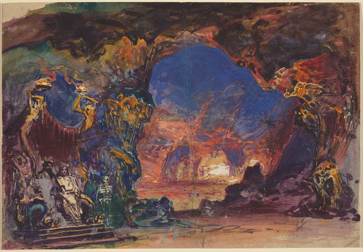 Underworld Scene with a Man and Woman Enthroned and Death Standing Guard