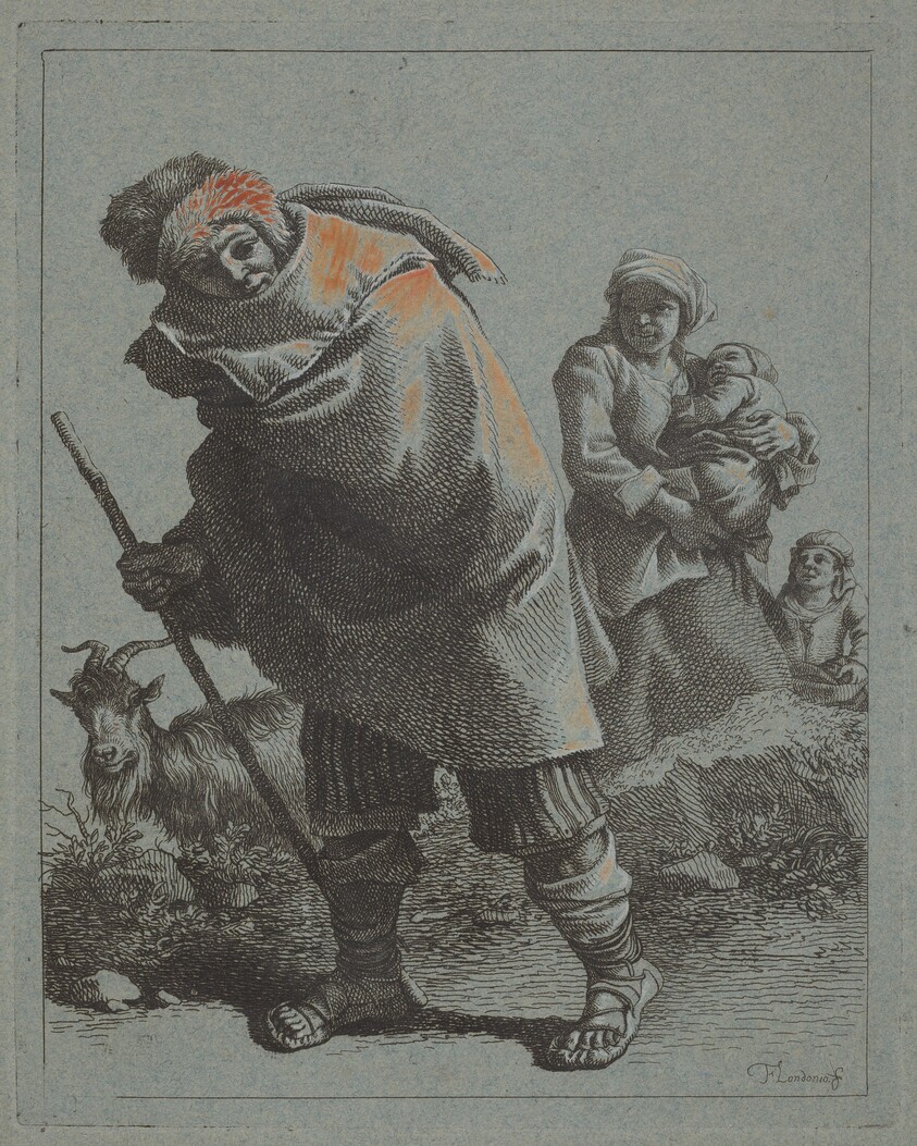 Shepherd with Walking Stick and a Peasant Woman with Child