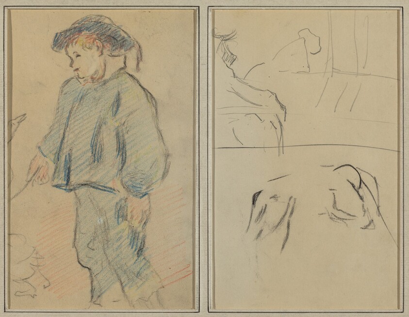 Breton Boy Tending Geese; Cows and a Figure Leaning on a Ledge [verso]