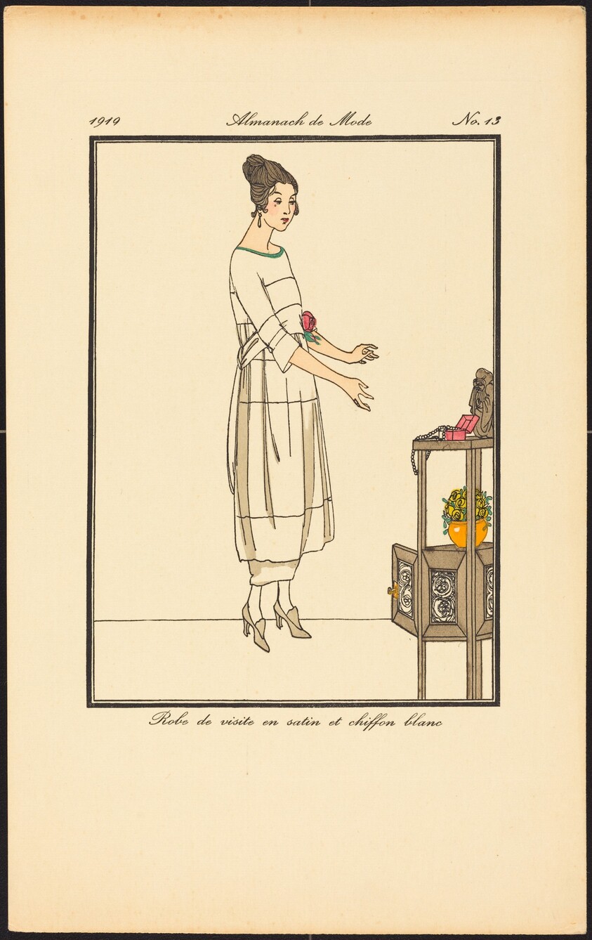 Robe de visite en satin et chiffon blanc