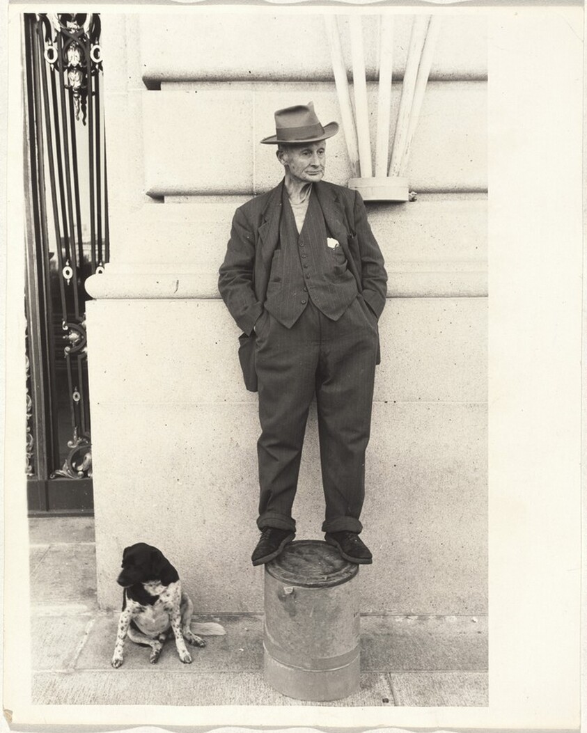 Man and dog, parade--San Francisco
