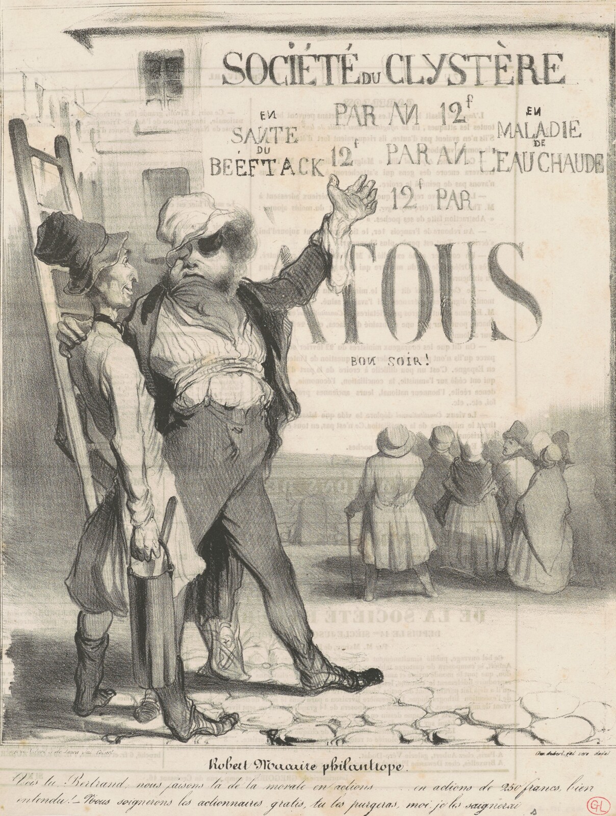Robert Macaire philantrope, Honoré Daumier, 1836