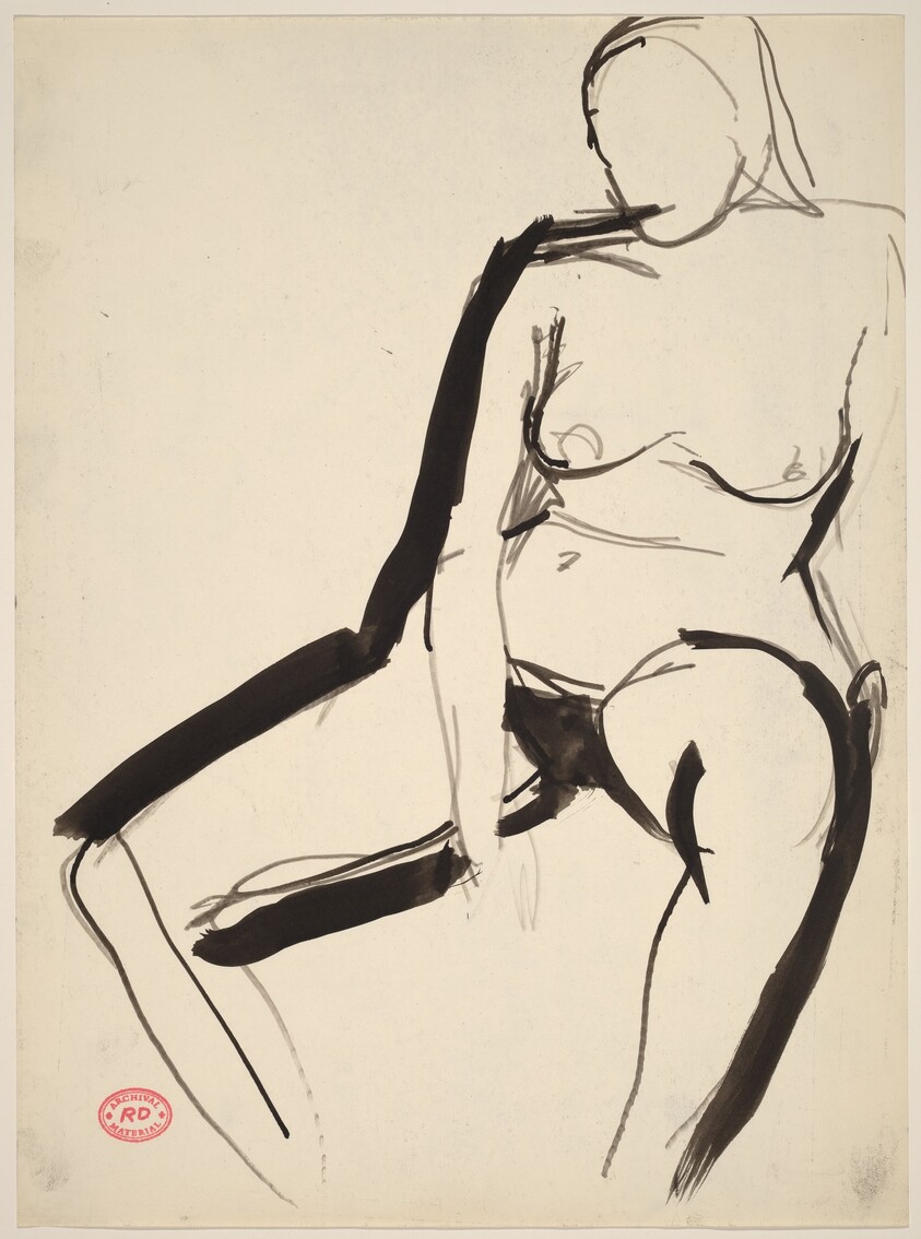 Untitled [seated nude with her right arm resting between her thighs]