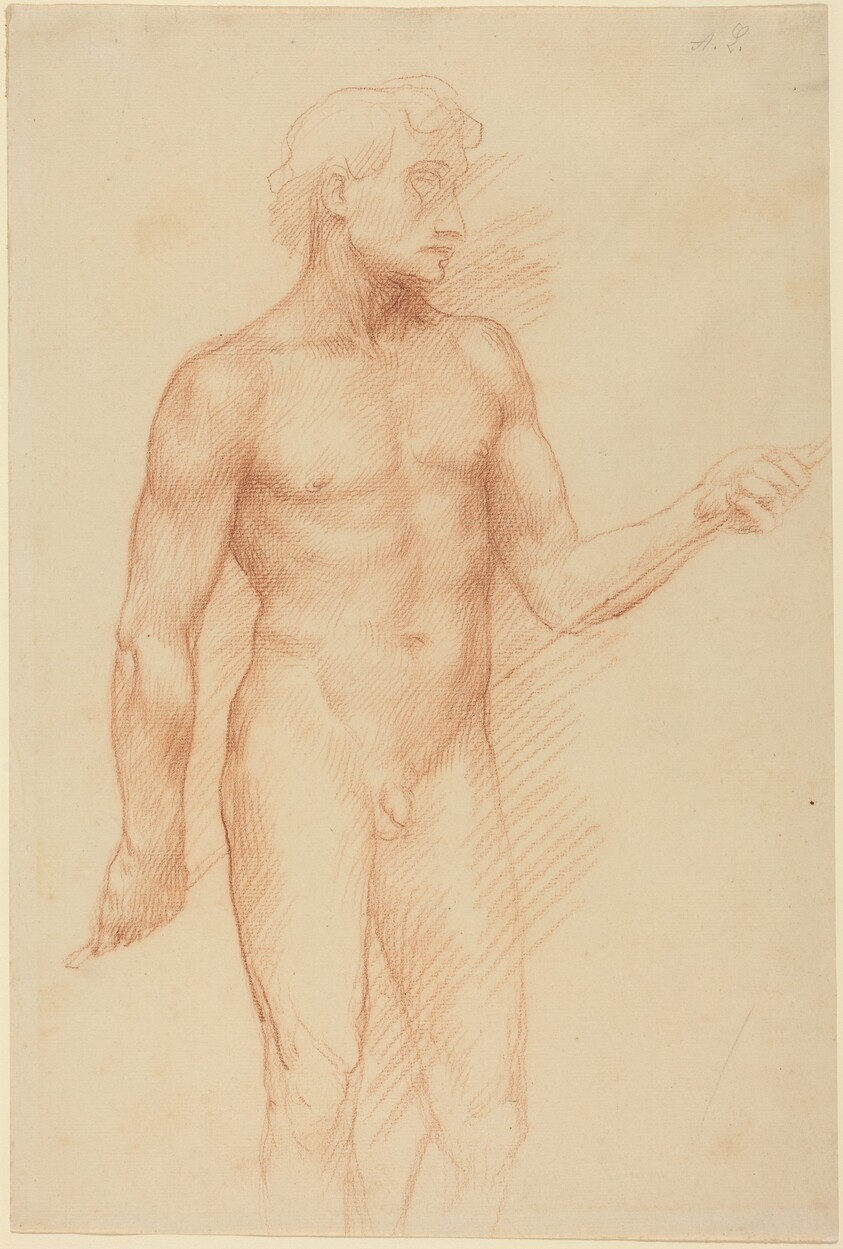 Study of a Man's Figure, Holding Rod behind Back