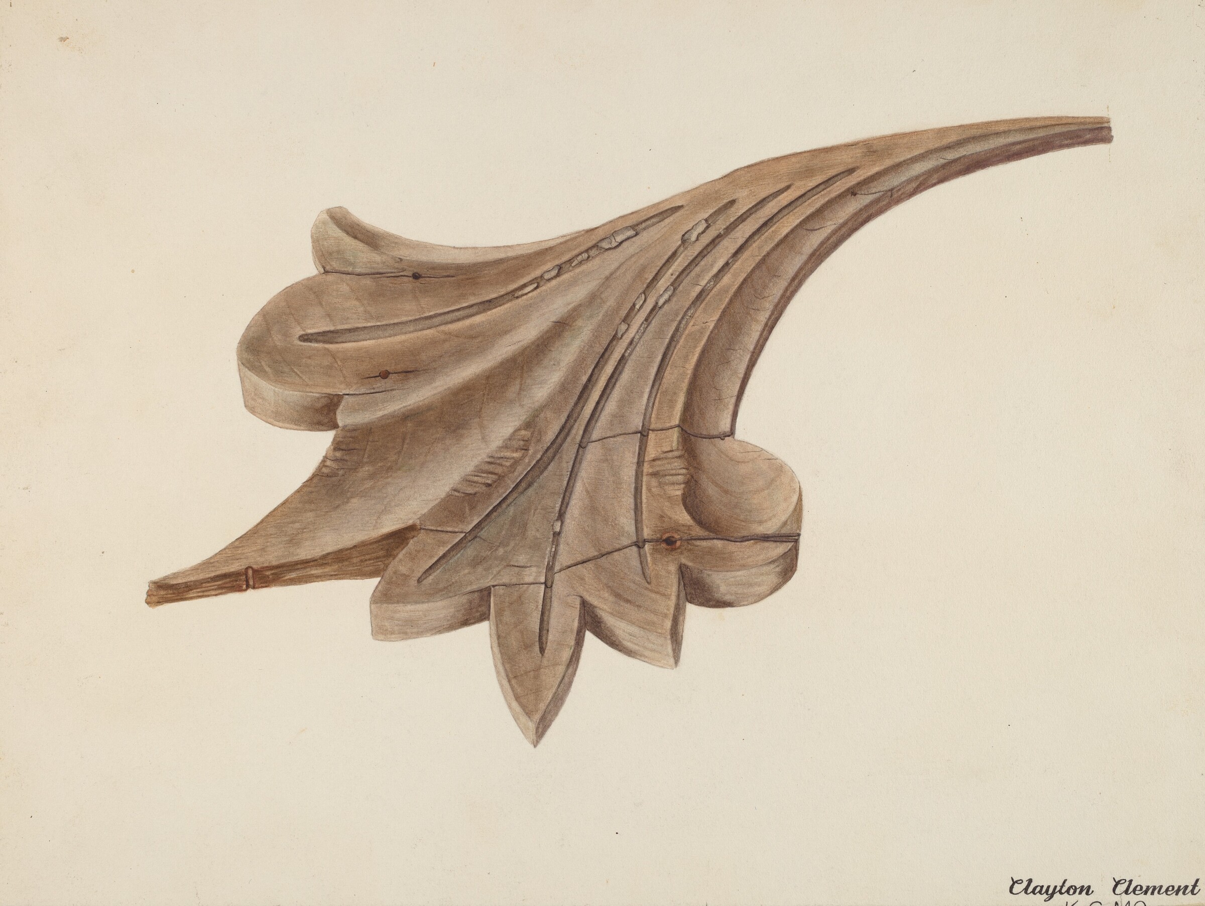 Wood Carving - Scroll, Clayton Clements, c. 1939