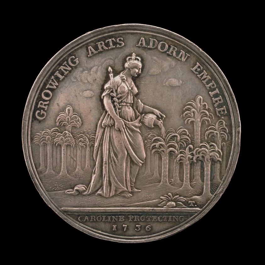 Queen Caroline Watering a Young Palm Tree Grove [reverse]