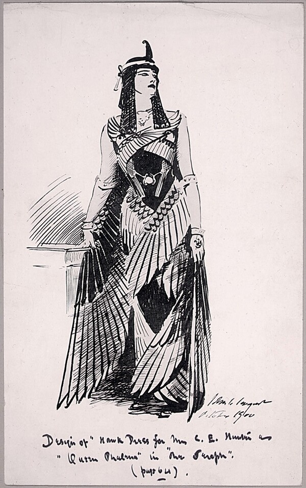Design for Hawk Dress for Mrs. C.E. Hunter as Queen Phalema in "The Seraph"