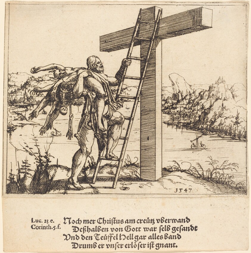 Christ Ascending the Cross with Sin, Death, and the Devil