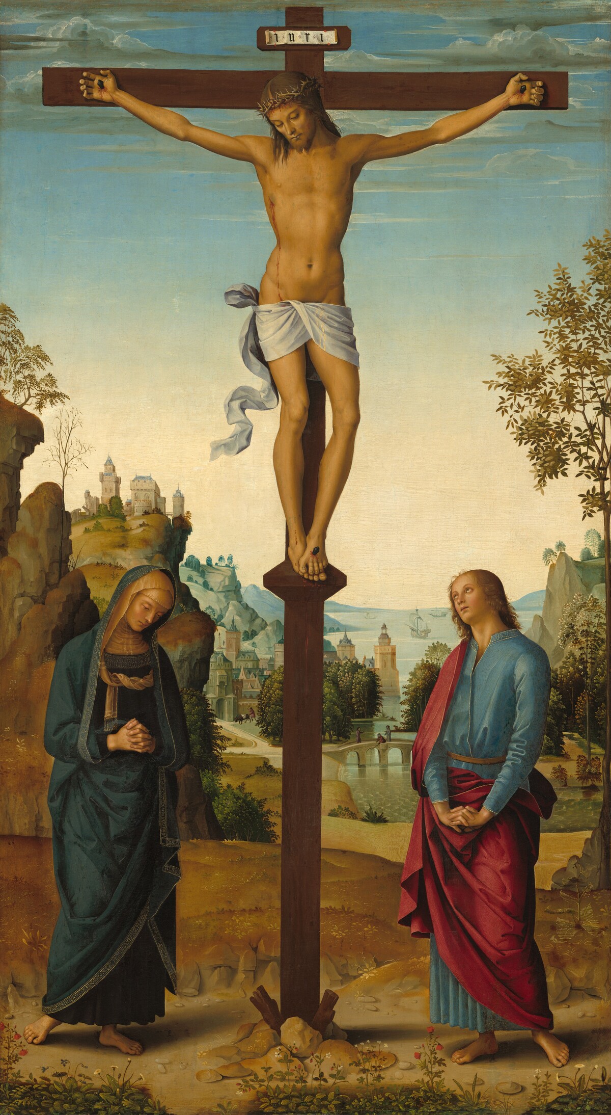 The Crucifixion with the Virgin, Saint John, Saint Jerome, and Saint Mary Magdalene [middle panel]