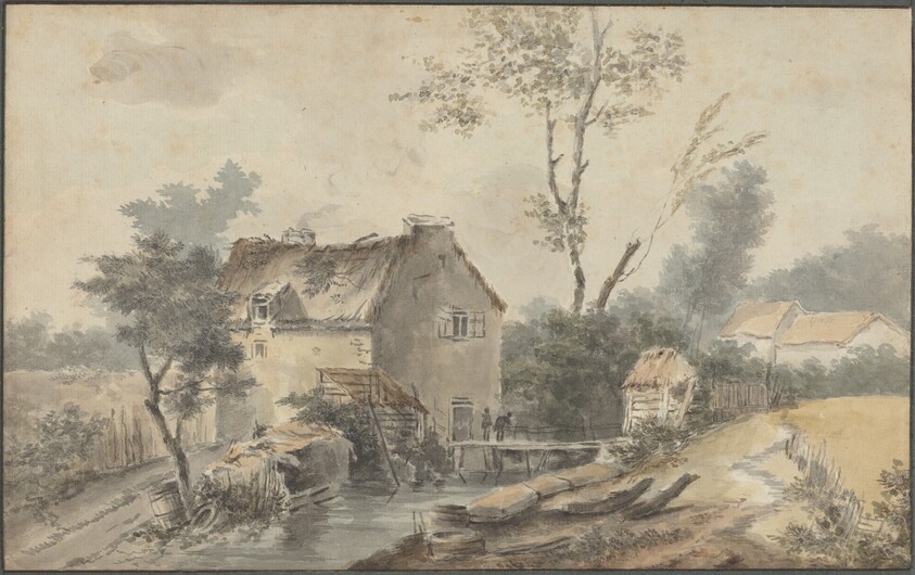 Mill with Bridge and Figures