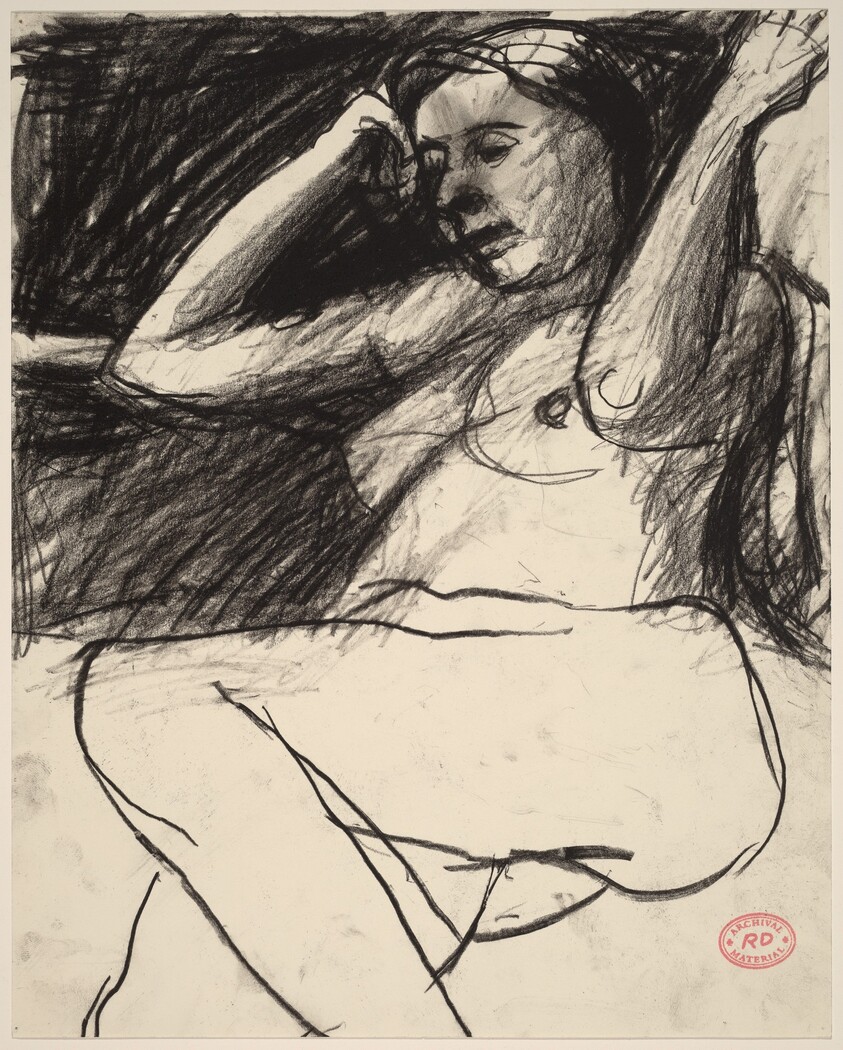 Untitled [seated nude with her forearms raised]