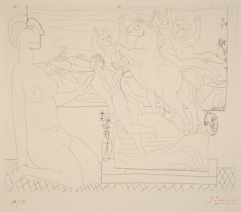 Model Contemplating a Sculpted Group (Modele contemplant un groupe sculpte)