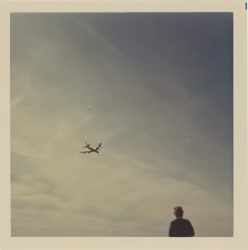 "One of the many jets preparing to land at the airport outside of Nice. In the foreground is Ronnie."