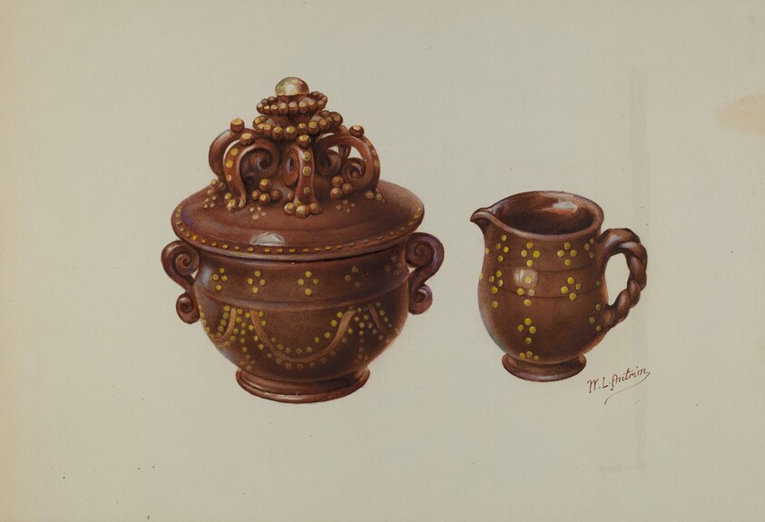 Pa. German Sugar Bowl and Creamer