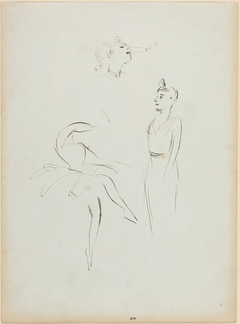 Three Sketches: Dancer and Two Women