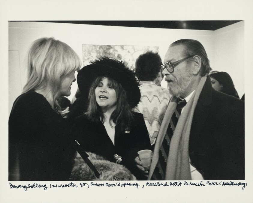 Bowery Gallery 121 Wooster St., Simon Carr’s opening, Rosebud Pettet & Lucien Carr.